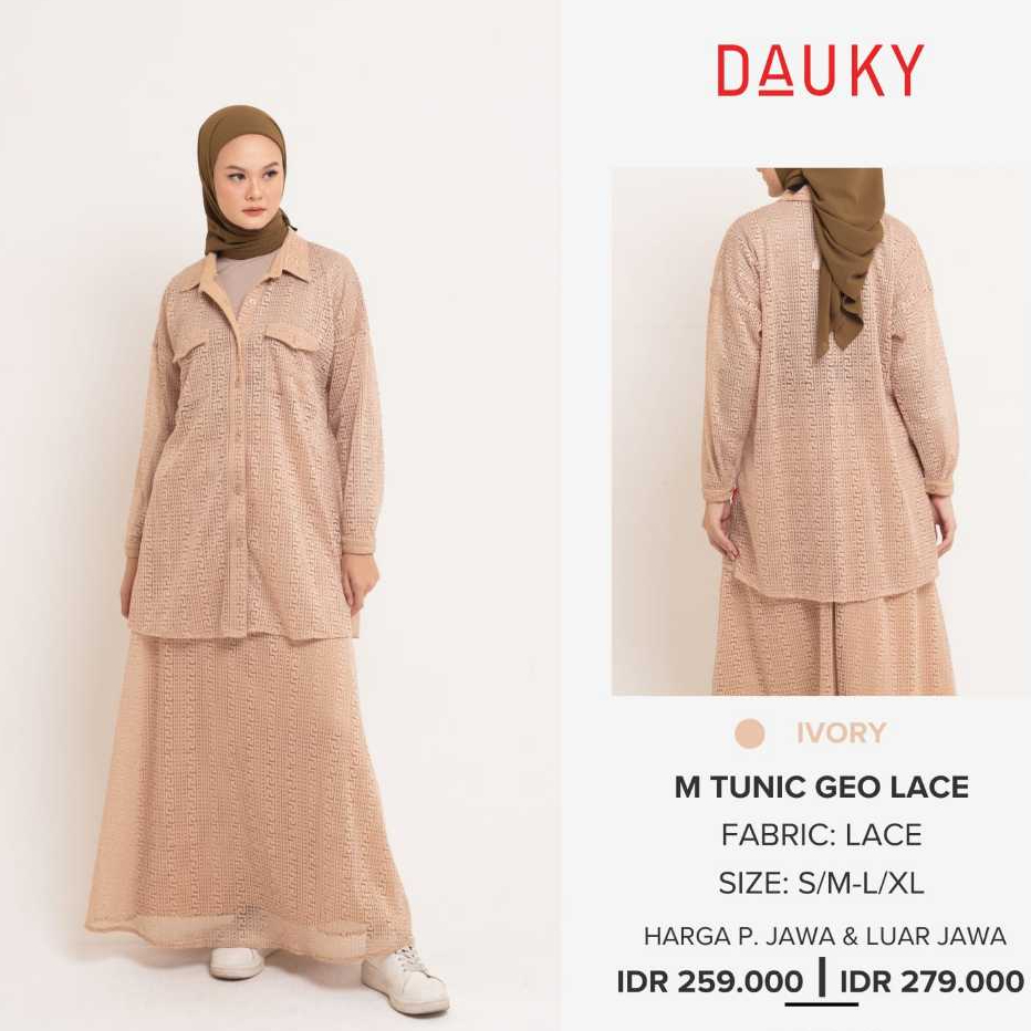 DAUKY HIJAB ATASAN TUNIK TERBARU M TUNIC GEO LACE