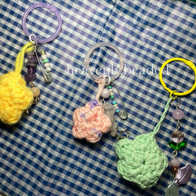 aesthetic beaded star crochet bag charm y2k jewelry