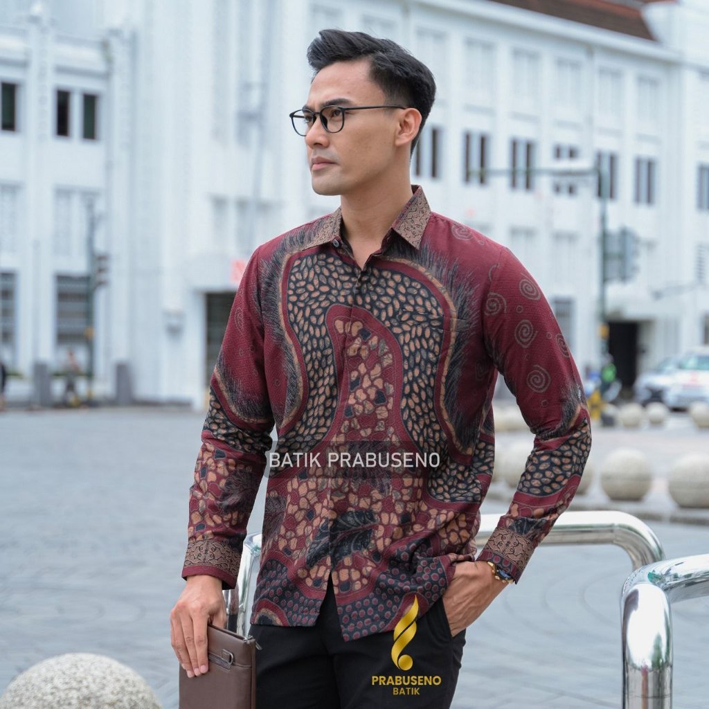 BATIK PRIA REGULER LENGAN PANJANG ORIGINAL BY BATIK PRABUSENO - MOTIF WELIRANG DOBBY REGULER