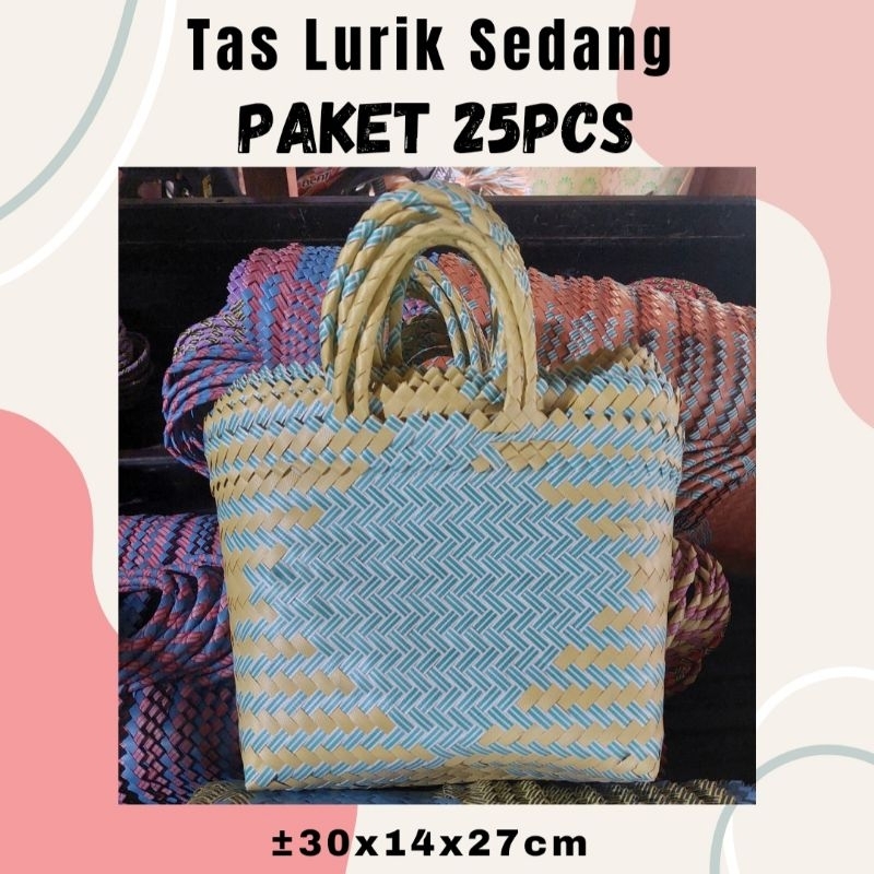 PAKET 25pcs Tas Anyam Plastik Lurik Ukuran Sedang | Tas Belanja | Tas Parcel | Tas Hampers Lebaran |