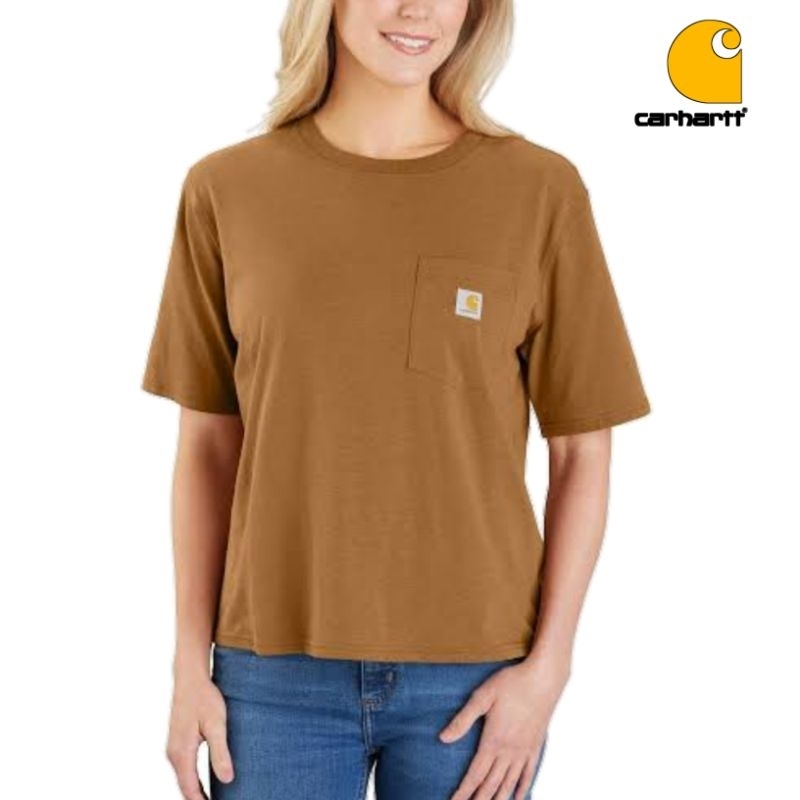 Tshirt Carhartt Woman Cropped Pocket Tee Original Loose fit Baju atasan Kaos Branded Cewe Crop top