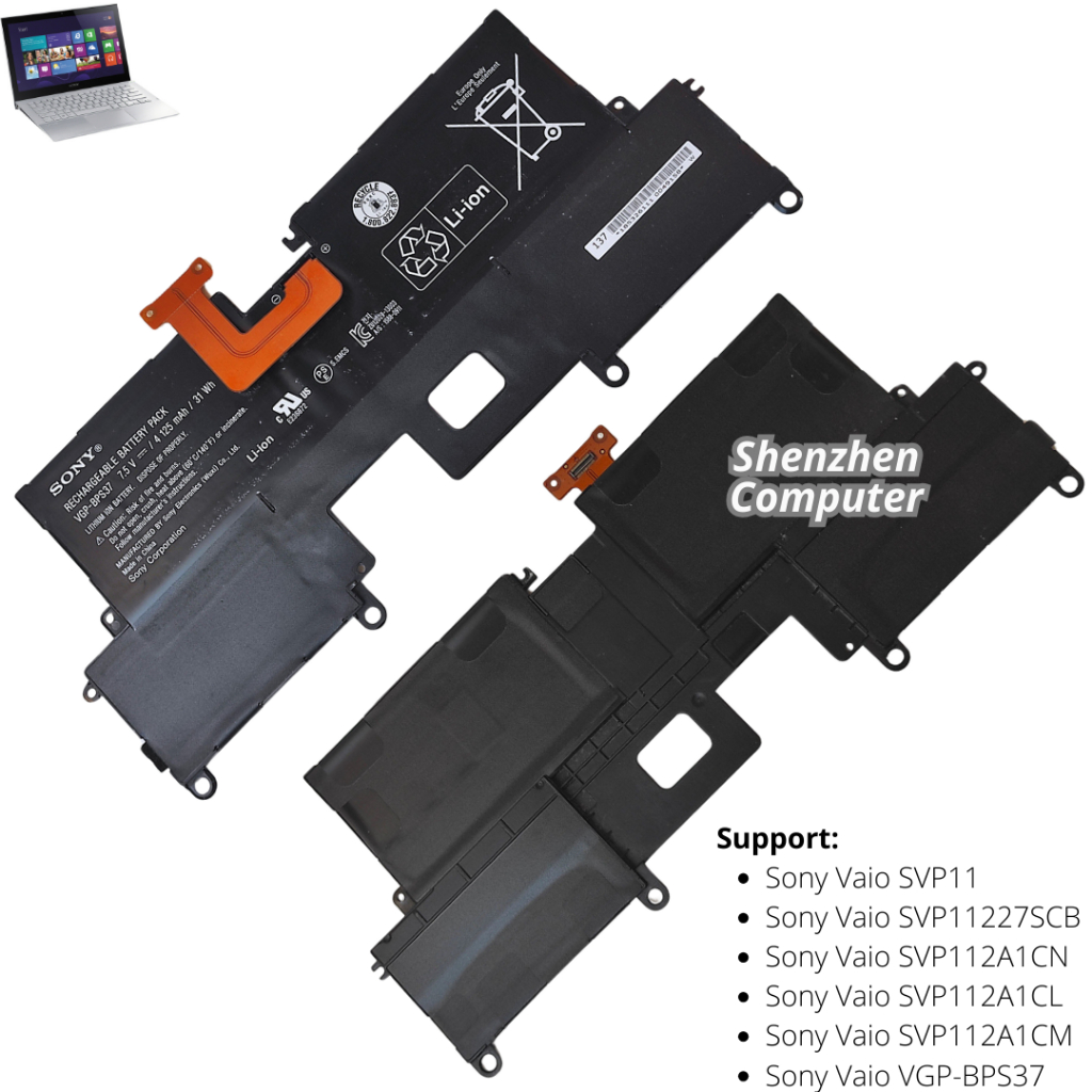Baterai Charger Sony Vaio SVP11227SCB SVP112A1CN SVP112A1CL SVP112A1CM battery VGP-BPS37 adaptor