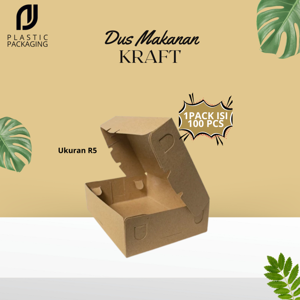 (ECER 1PCS) Dus Kraft ukuran R5 Dus Untuk Jajan Dus Kue R5 Snack / Souvenir / Jajan / Roti | NJPlast