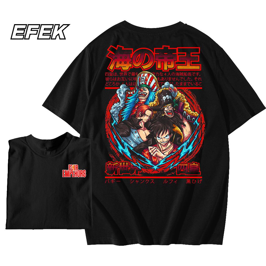 Kaos Anime Four Emperor 4 Kaisar Yonko New Era 001 One Piece New Series Cotton Combed 30s / Tshirt M