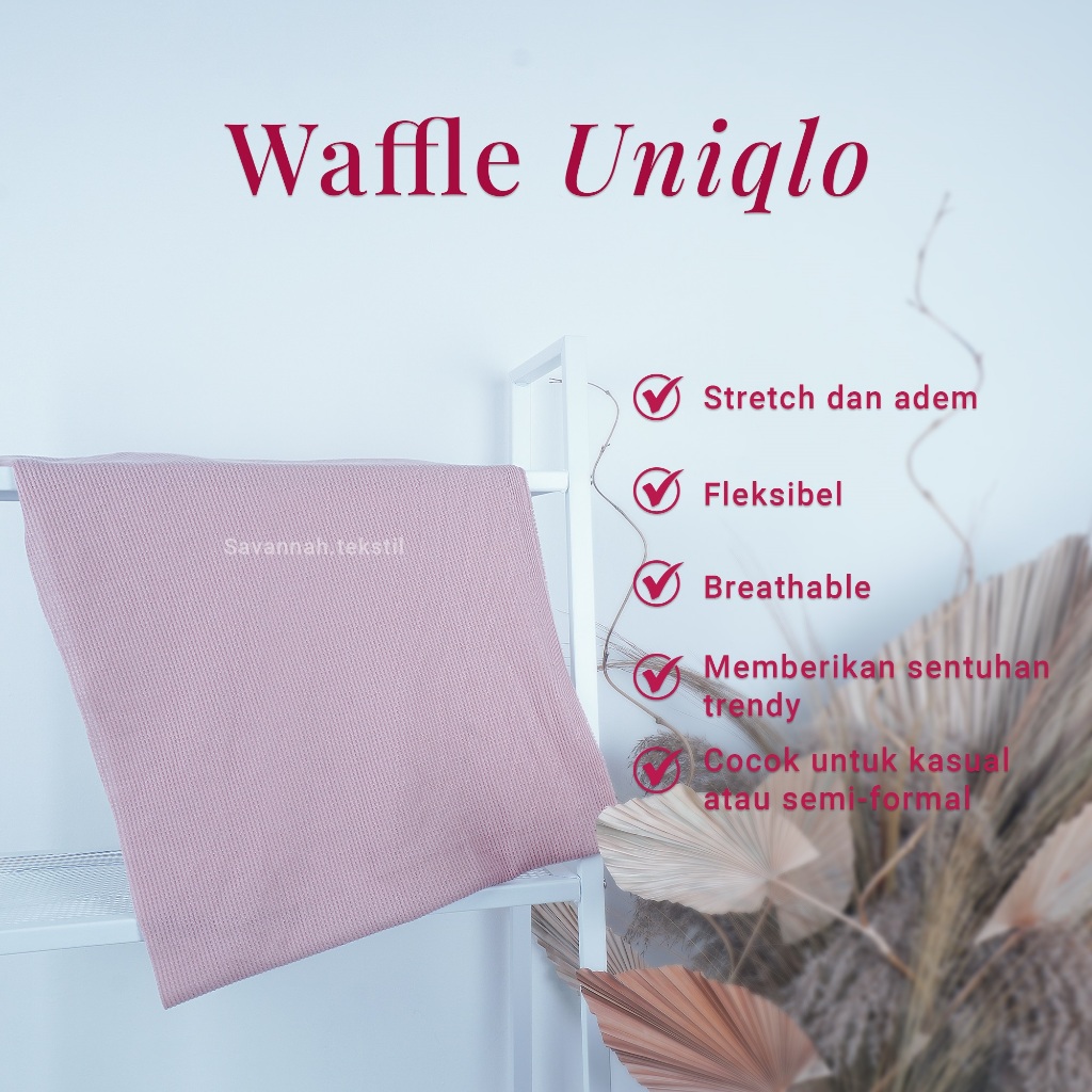 Bahan Kain Knit Waffle Uniqlo Premium Spandex Kaon Knitting ecer per kilogram