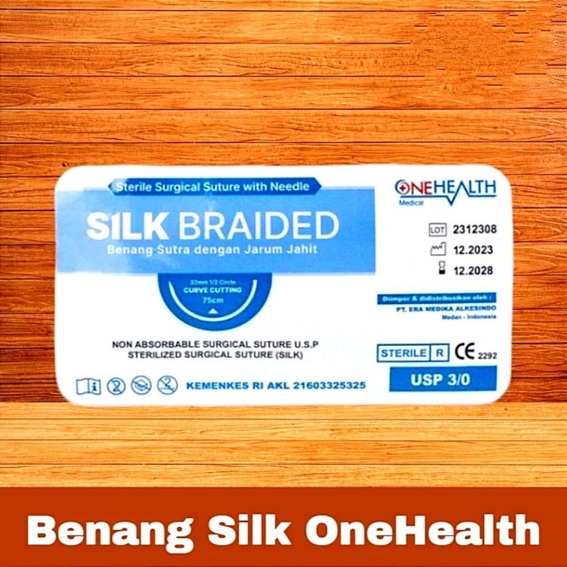 Catgut Onehealth Benang Silk Braided 2/0 + Jarum 3/0 + Jarum
