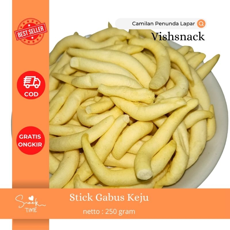 

Vishsnack | Stik Gabus Keju | Manis, Asin Gurih | Camilan Keluarga