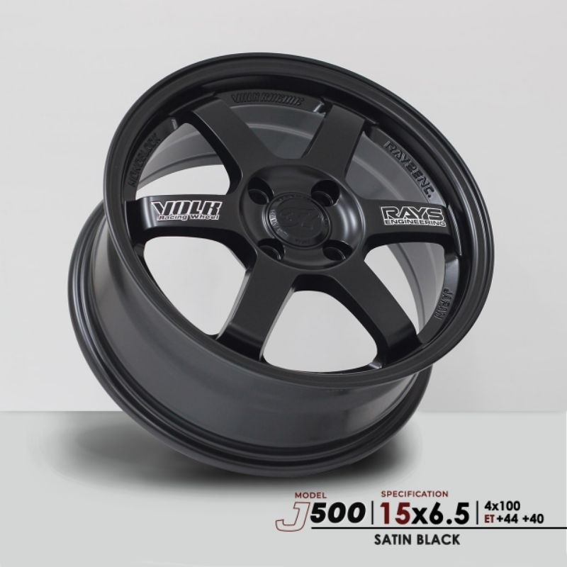 Velg te37 ring 15 lebar 6.5 et44 dan 40 pcd 4x100 black