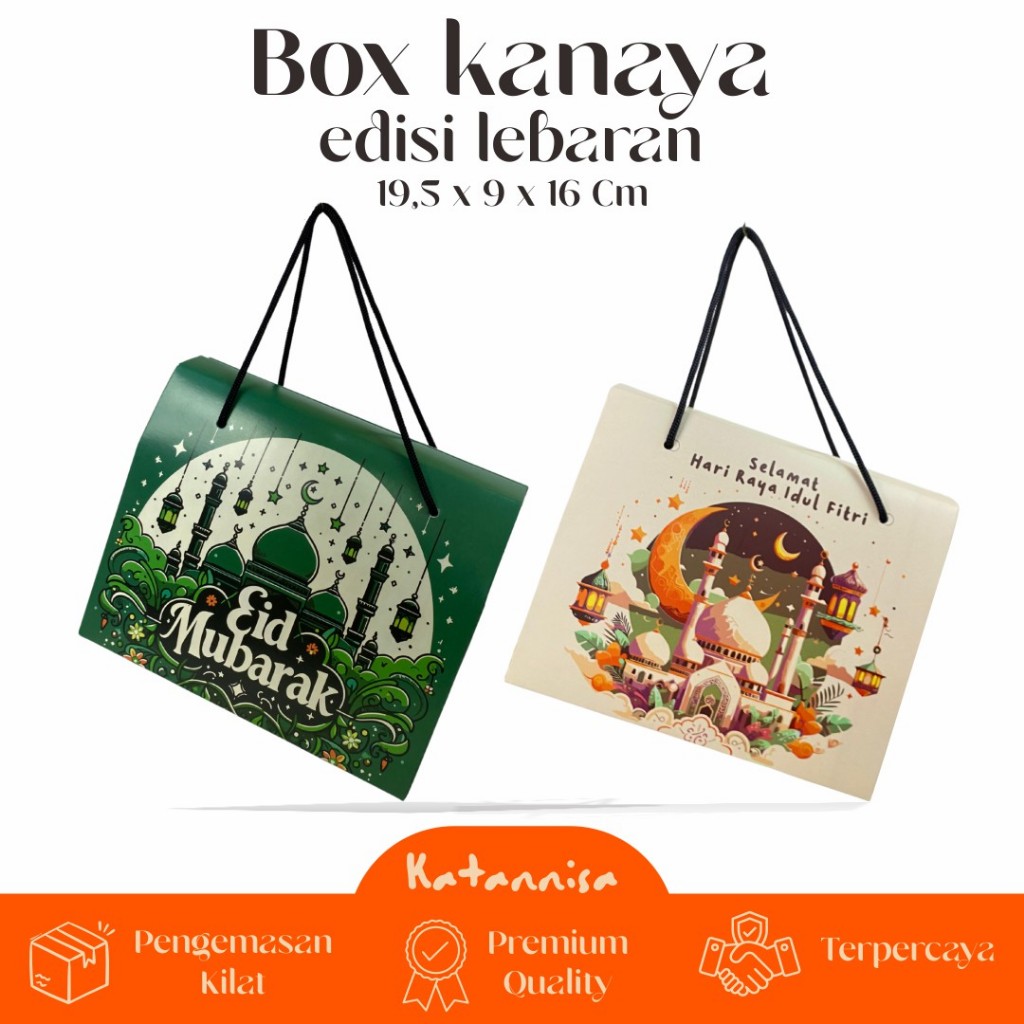 

KATANNISA Kanaya Box 19,5x9x16 Edisi Lebaran Gable Box Kraft Souvenir Gift Birthday Hampers kue Lebaran