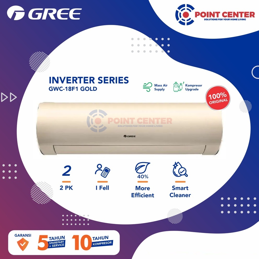 TERMURAH AC GREE F1 SERIES INVERTER 2 PK GWC-18F1 - GOLD