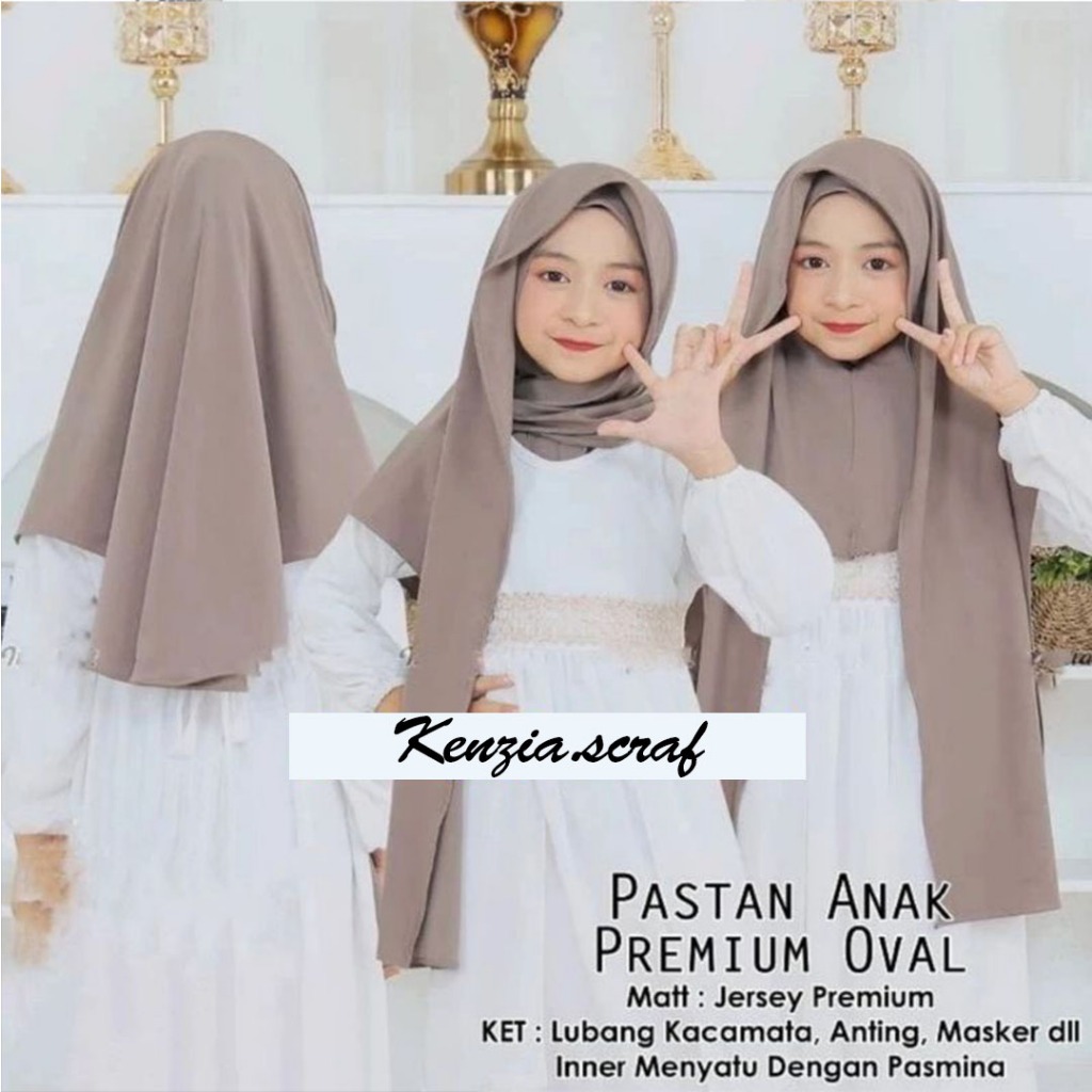 Pashmina Instan Anak Inner Ninja Oval 3 In 1| Kerudung Anak Pashmina Inner 3 In 1 Terbaru | Pashmina