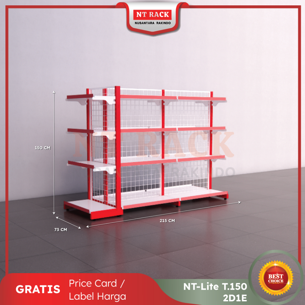 Rak Toko Minimarket Gondola Termurah Double 2 Sisi Tinggi 150 cm (2D1E)