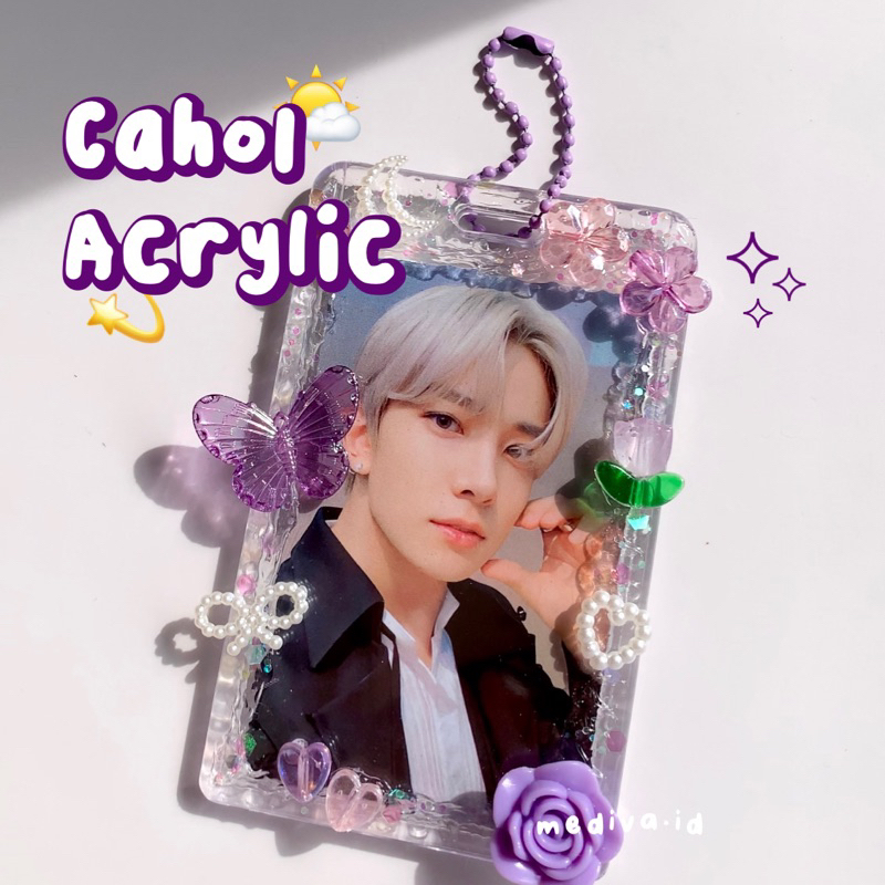 

[CAHOL ACRYLIC] ID CARD HOLDER Aesthetic Cahol with Glitter Beads Lucu (BACA DESKRIPSI JUSSEYYOOOOO) | Mediva