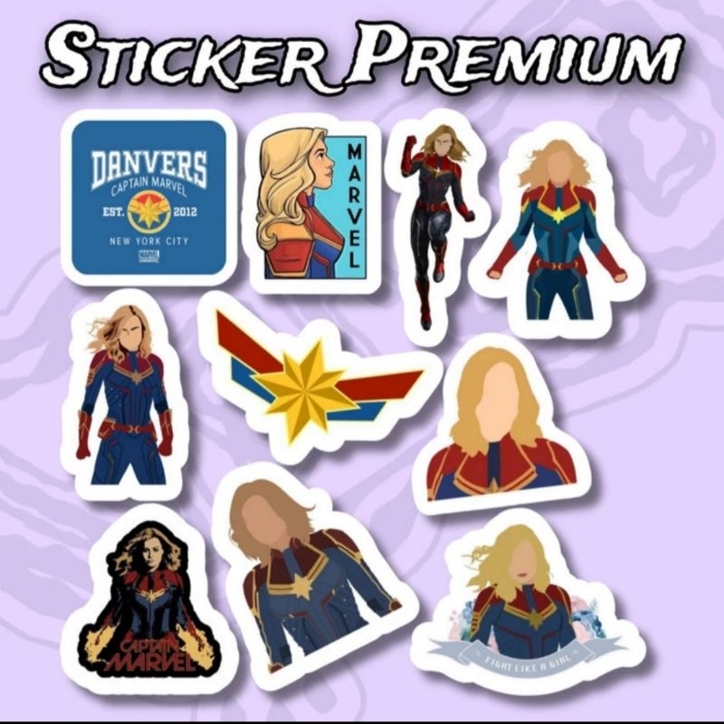 

Sticker Captain Marvel Pack 10pcs Premium Waterproof