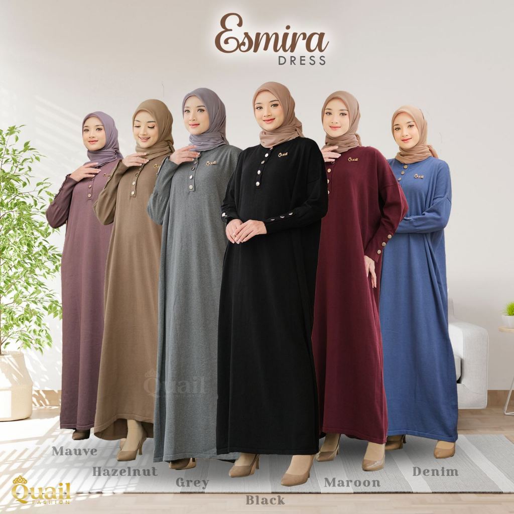 Quail Hijab - Esmira Knit Dress Premium | Gamis Abaya Rajut | Inara Rusli