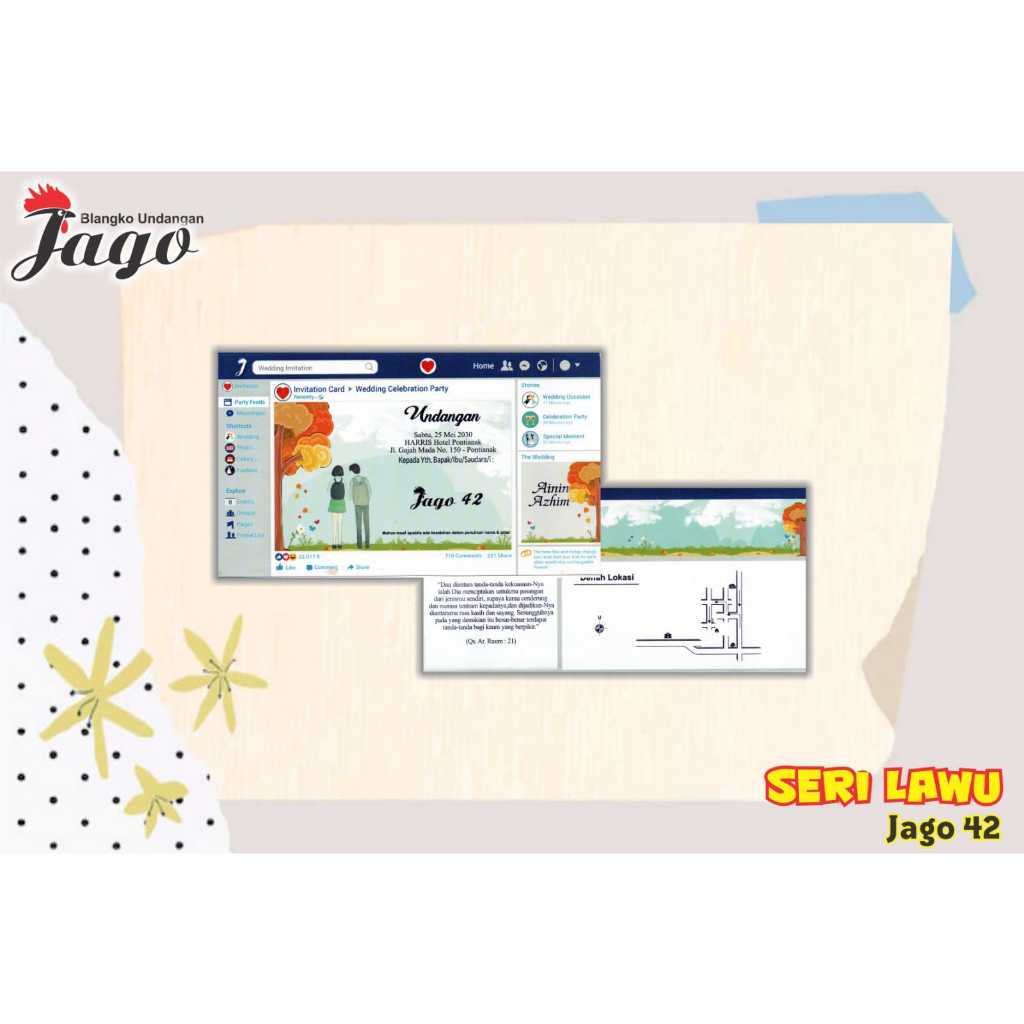 Blangko undangan atau kertas undangan pernikahan bisa untuk khitan merek JAGO 42 dengan bahan kertas