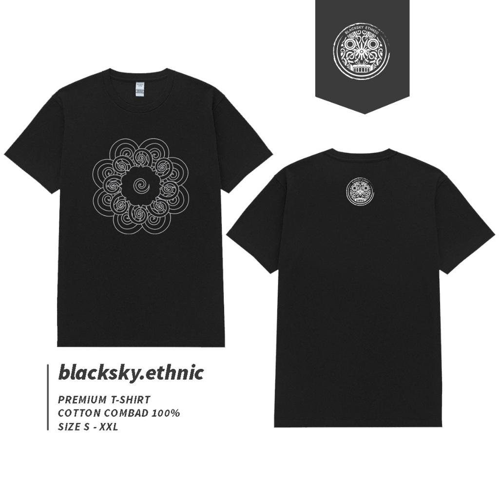 Kaos Dayak Bunga Terong / Baju Etnik / Baju kaos dayak / baju kalimantan / kaos hitam / baju motif /