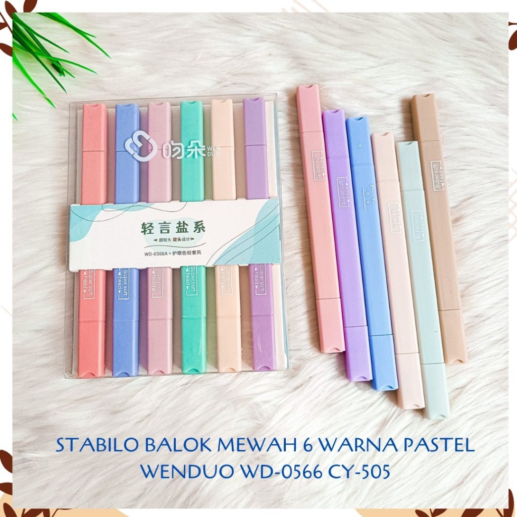 

STABILO BALOK MEWAH 6 WARNA PASTEL WENDUO WD-0566 CY-505 HIGHLIGHTER PENANDA TULISAN TEBAL WARNA WARNI LUCU ANAK KADO ALAT TULIS KANTOR SEKOLAH MURAH TERMURAH COD
