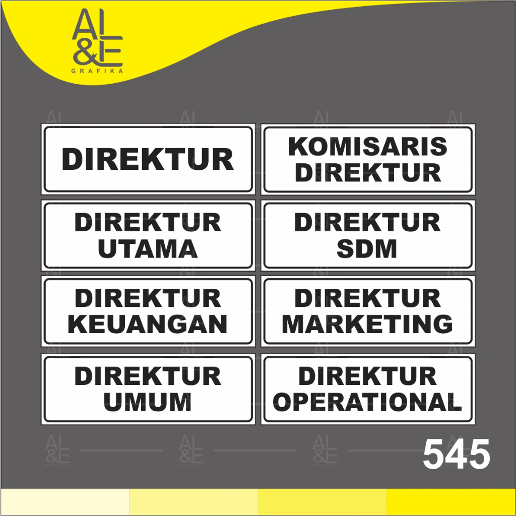 

545 - Stiker Nama Ruangan Direktur di Kantor/Perusahaan, Sticker Vinyl, Cetak Premium Indoor, Tahan Air