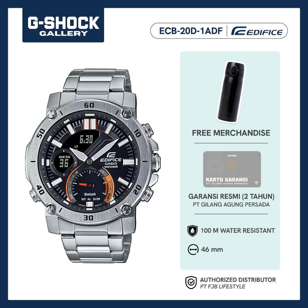 Casio Jam Tangan Pria Edifice ECB-20D-1ADF Original Analog