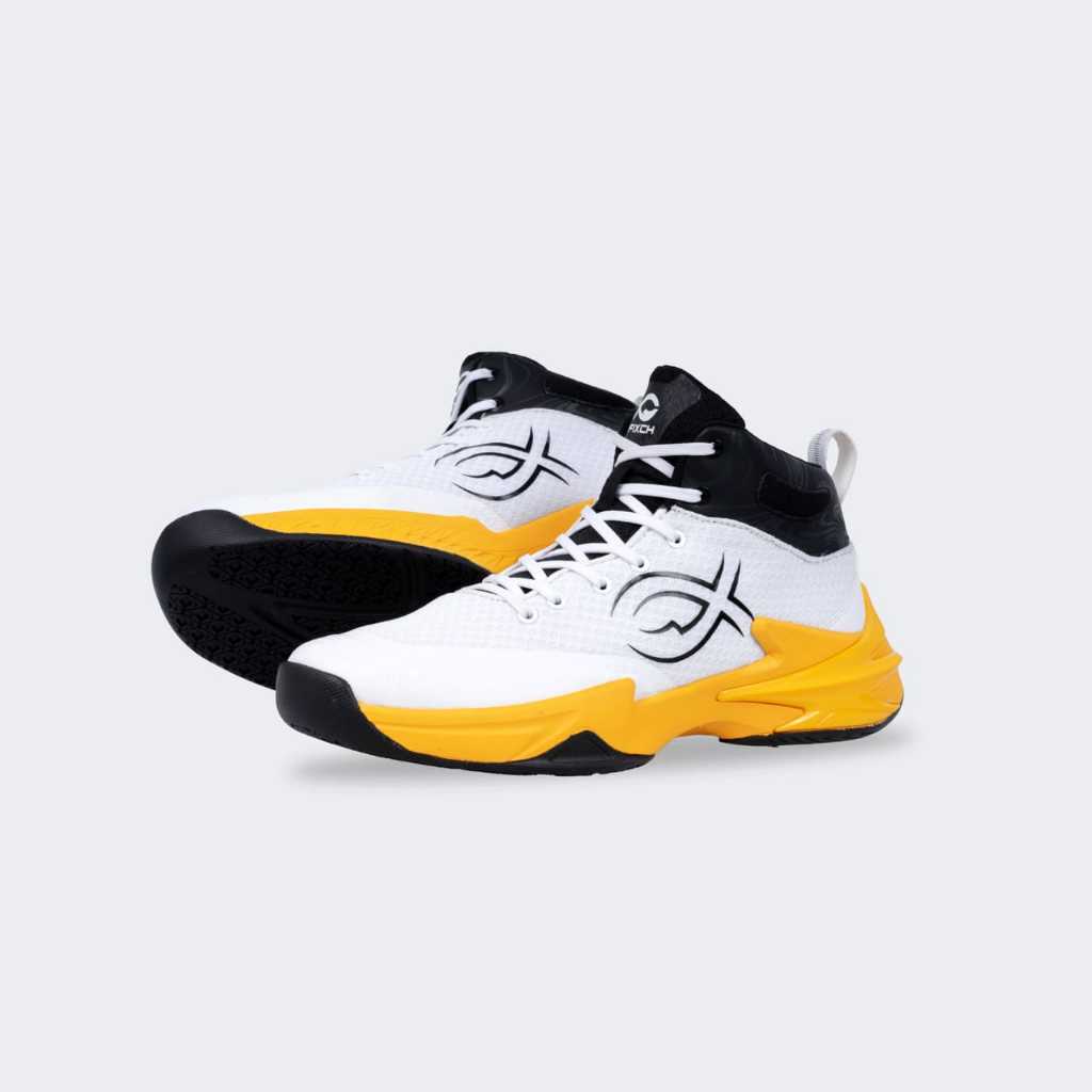 Sepatu Voli Fixch Demonic White Traffic Yellow Sepatu Olahraga Volly Fixch Demonic Mid New