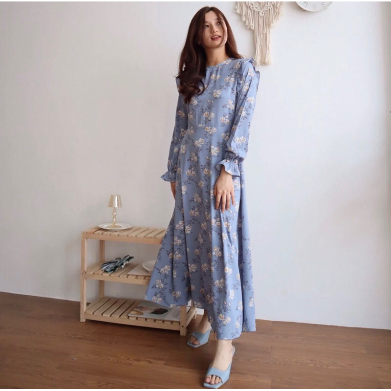 Nadia Maxi Dress Printed Floral Gamis / Korean Dress / Korean Dress Vintage / Floral Dress / Gamis b