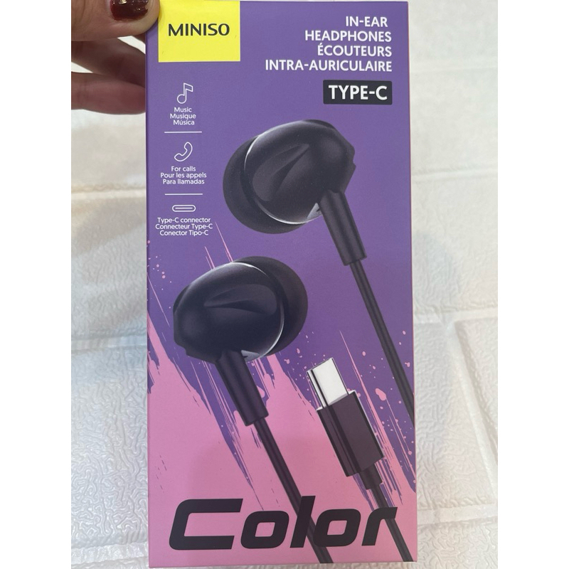 Official BALI MINISO Type-C Stereo Earphones Model 22E27 Headset Type C Miniso