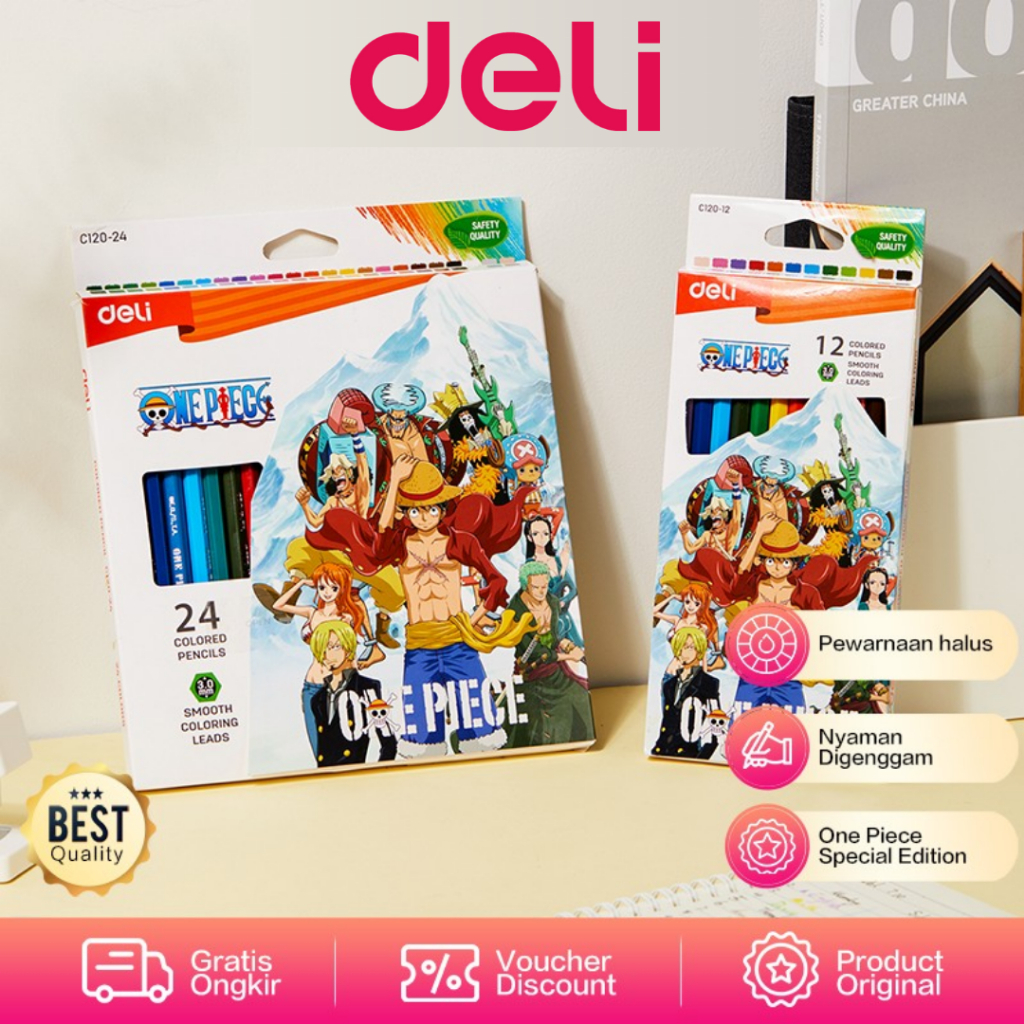 

Deli Color Pencil / Pensil Warna Edisi One Piece Pewarnaan Halus EC120 / pensil warna menggambar one piece / Edisi ONE PIECE Limited Edition