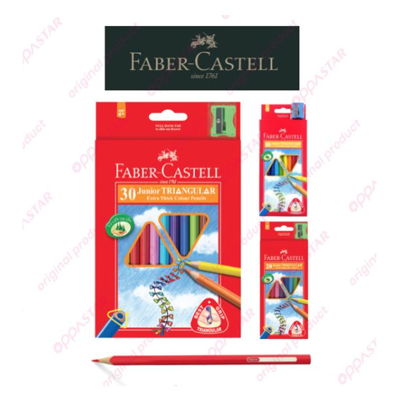 

Pensil Warna Set Segitiga Faber Castell Junior Triangular isi 30 Tidak Beracun Non Toxic