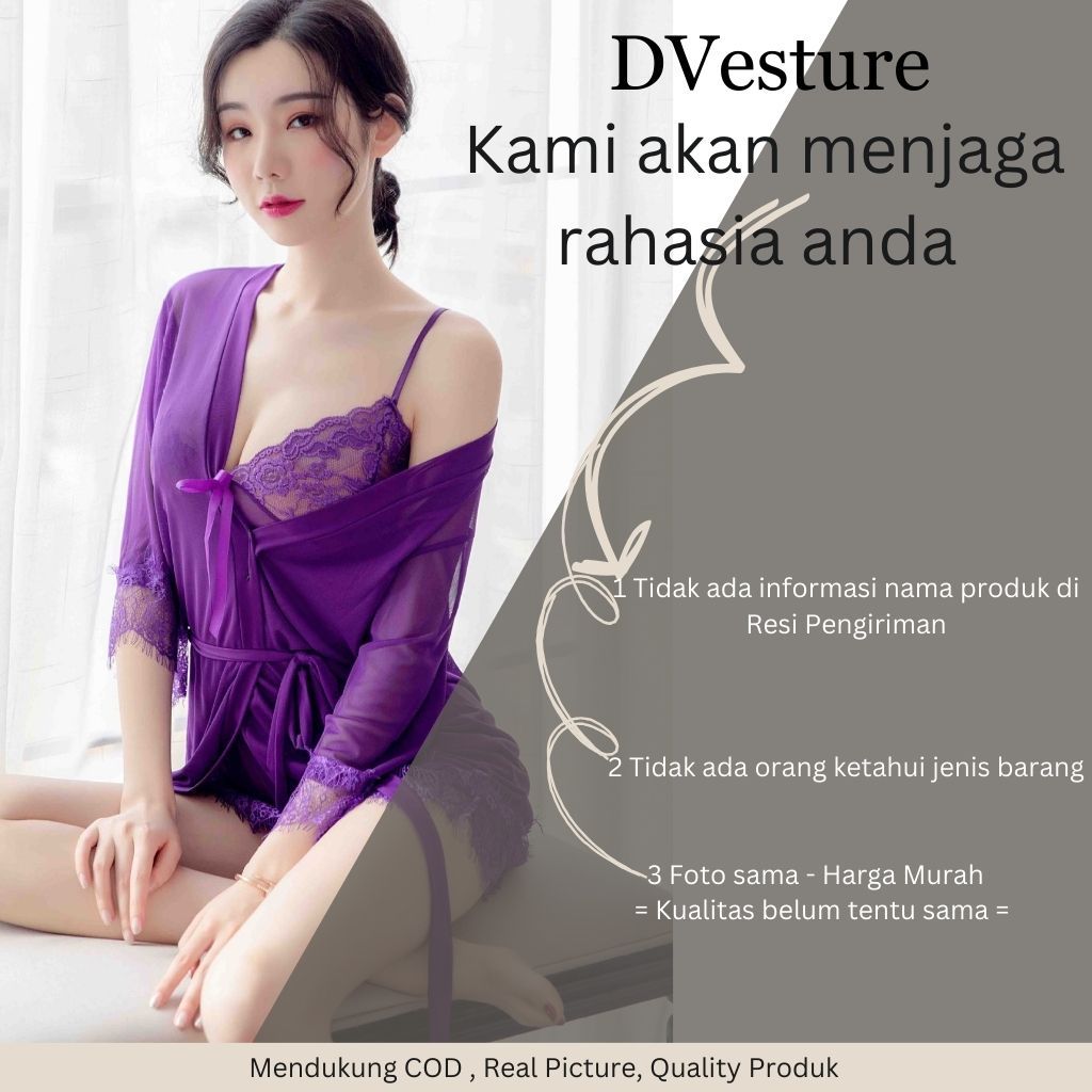 Lingerie Seksi Set D-116 Premium One Set Kimono + Dress + Belt Pakaian Dalam Baju Tidur Wanita Dewasa Import-1