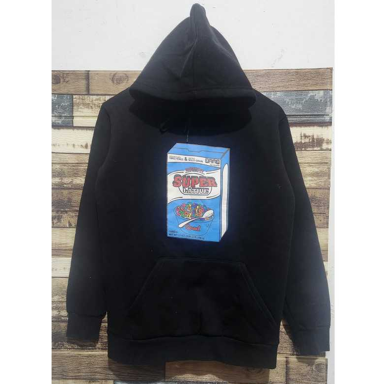 Hoodie Super Lative Sereal by Soul Company Korean Streetwear Black ( Size S-M  )