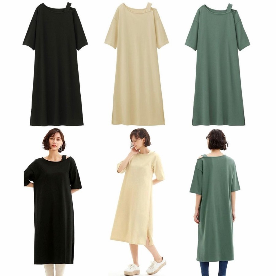 GU UNQ Long Cotton Terry Dress / Asymmetric Dress Wanita - NEW ORIGINAL BRANDED