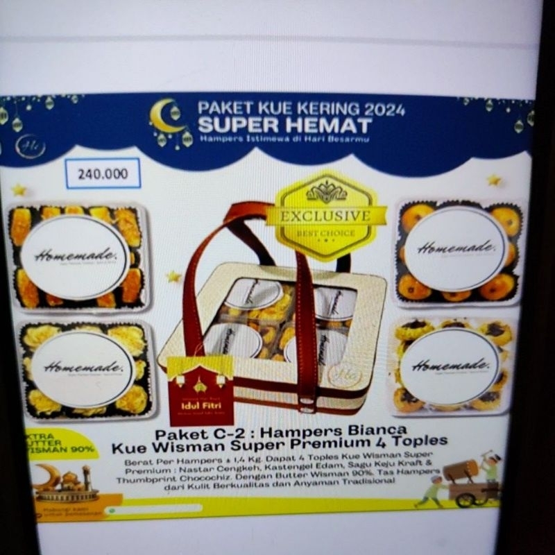 

Paket C-2: Hampers Bianca Kue Wisman Super Premium 4 Toples
