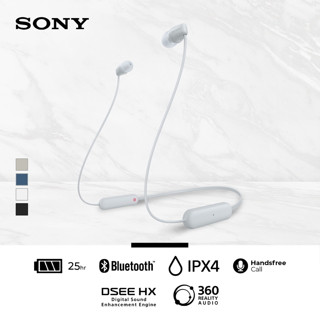 Free Audio Jack Type C - SONY WI-C100 In Ear Wireless Bluetooth Headset With Microphone For Android 