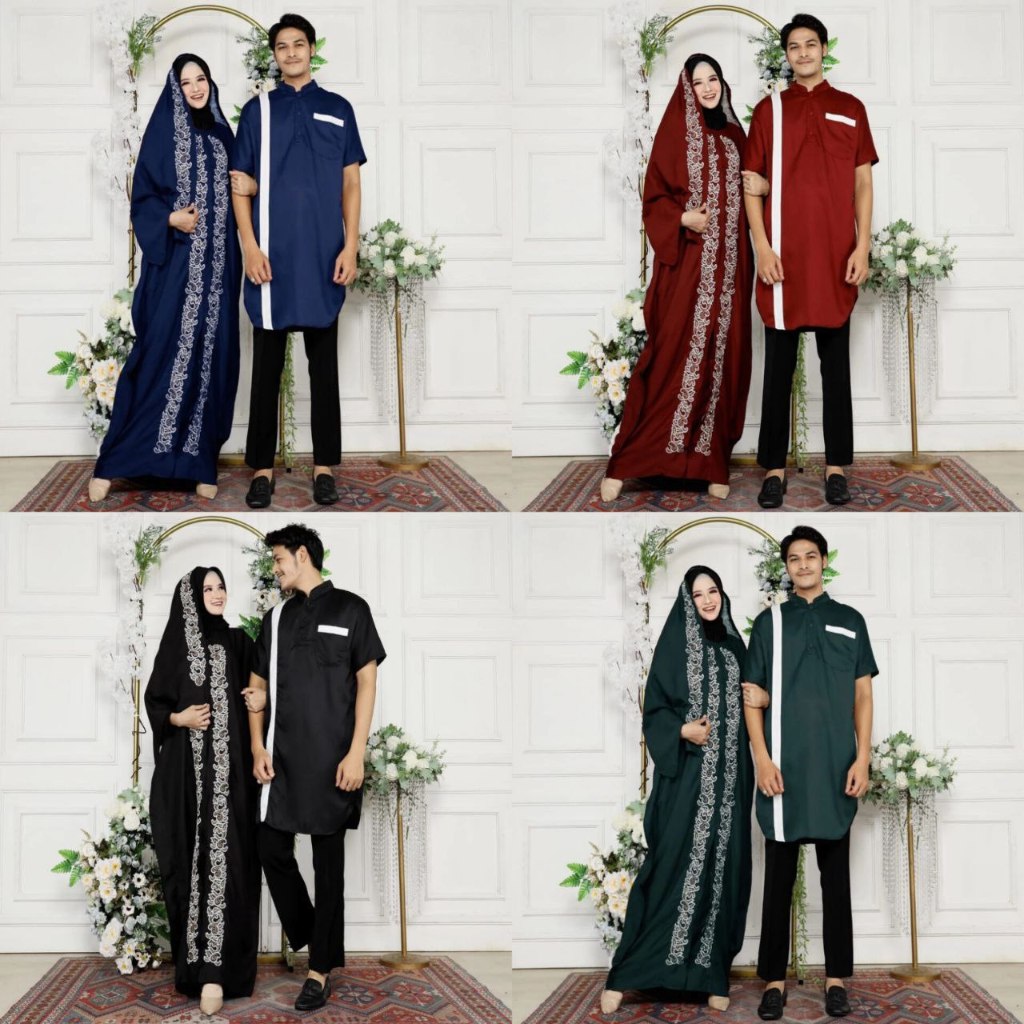 TERBARU - CP MUSLIM 3IN1 ARKANZA - ME18 - PAKAIAN COUPLE KAFTAN MEWAH - BAJU COUPLE IDUL FITRI - BAJ
