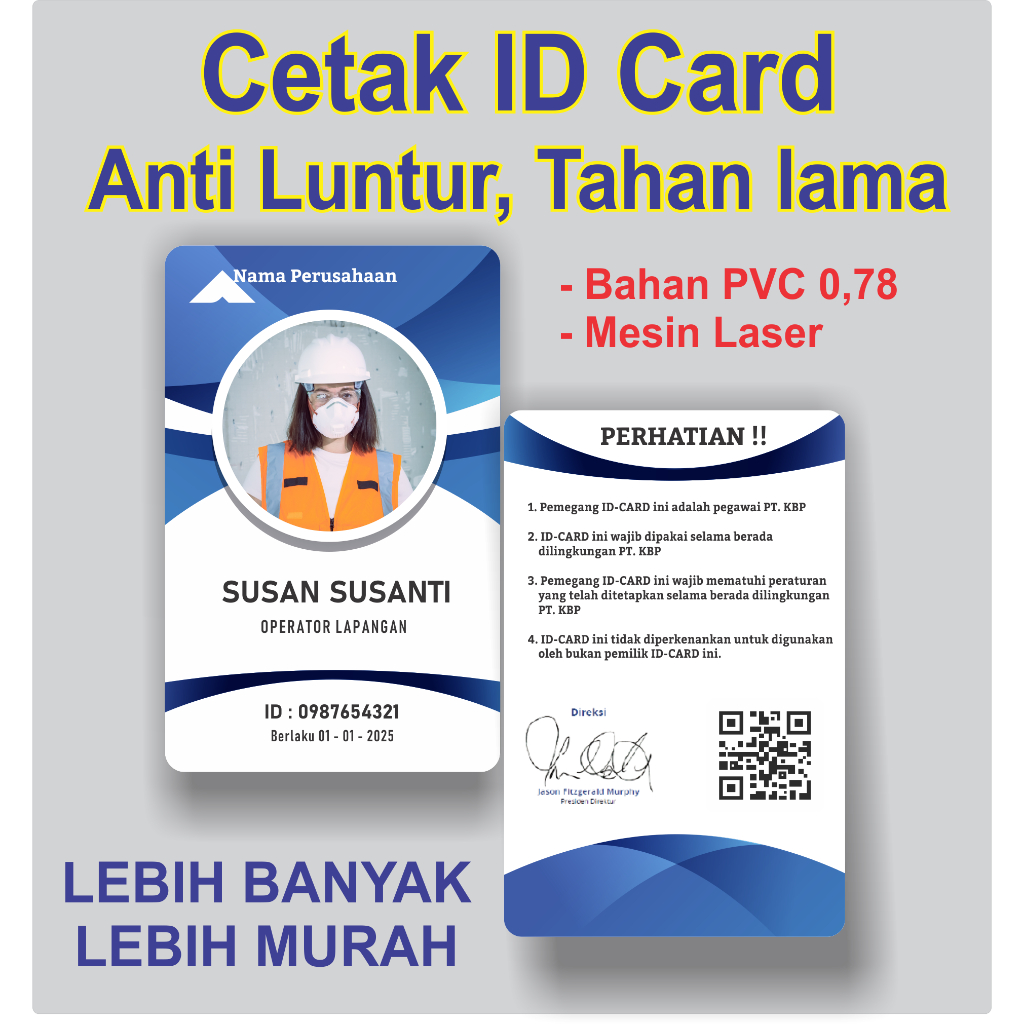 

Cetak Id Cad PVC Custom Murah Awet Anti Luntur