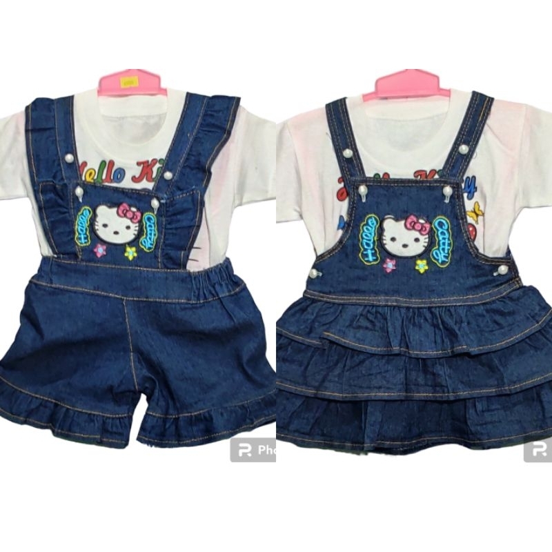 Setelan Jeans Overall Baju Kodok Anak Bayi Perempuan  Usia 6 Bulan - 1 Tahun