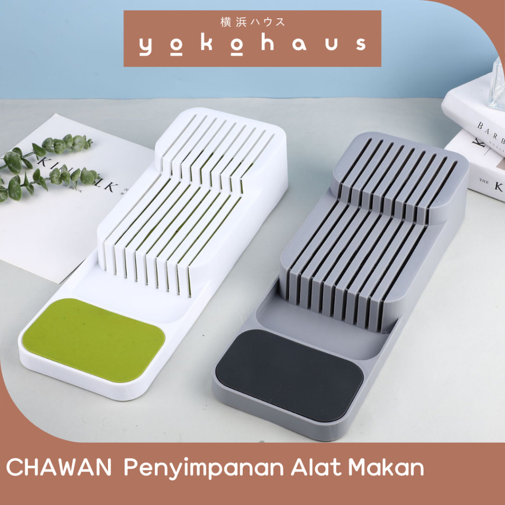YOKOHAUS - CHAWAN Tempat Susun Sendok Garpu Multifungsi Wadah Susun Pisau Dapur Minimalis Organiser 