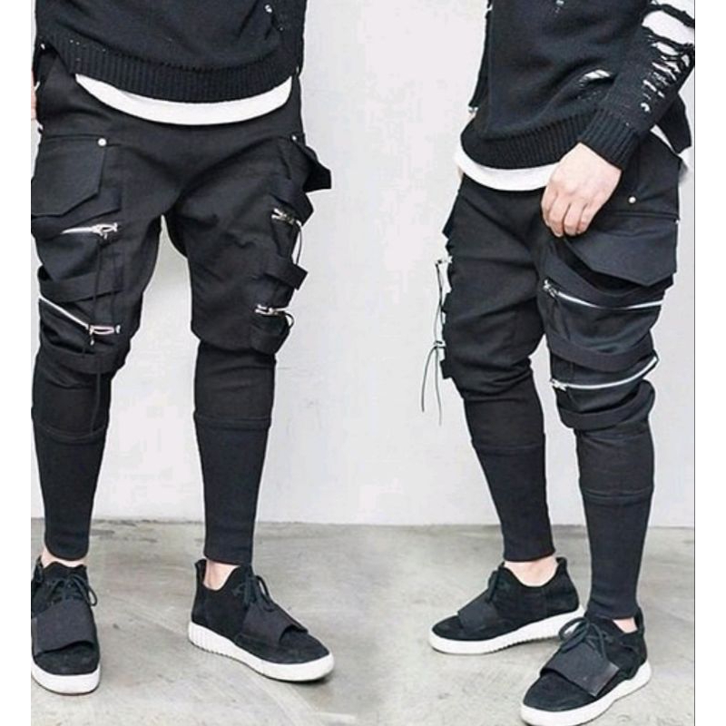 celana panjang pria jogerstreet style/ celana FF Zipper rib celana pria /terbaru kekinian slim fit