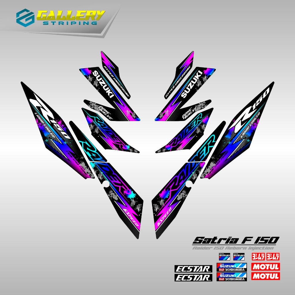 Striping Satria Fu F 150 Fi Motif 2 Stiker Satria Fu F 150 Fi Led Raider Sticker Suzuki Satria Stock