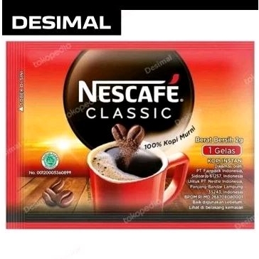 

nescafe classic sachet 2 gram kopi instan tanpa ampas