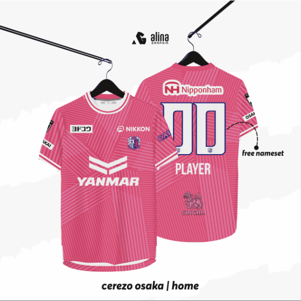 Jersey Cerezo Osaka 2024 Home Full Printing Free Custom Nameset | Kaos Bola Gratis Request Nama Nomo