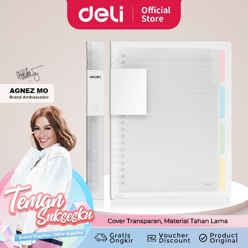 

Deli Loose Leaf / Binder Clip Notebook 60 lembar A5 Transparan QHA560