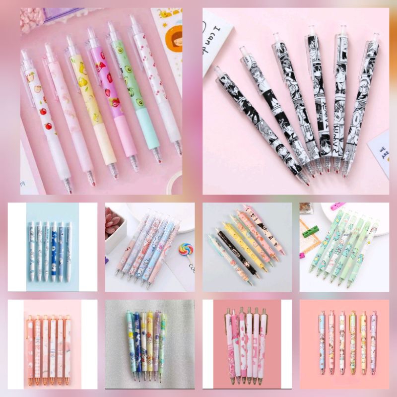 

Pulpen set karakter isi 6pcs pulpen gel