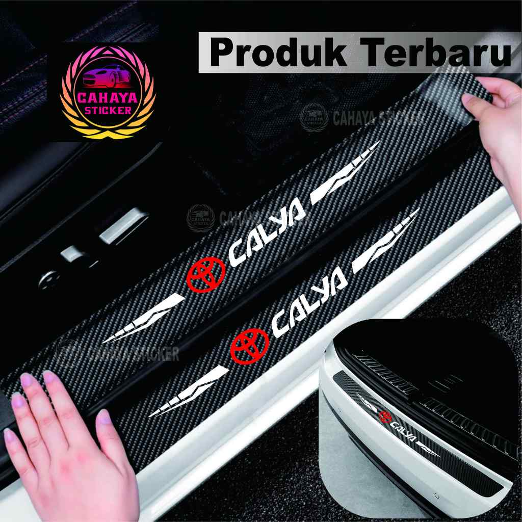 5 PCS sticker mobil toyota calya sticker sill plate carbon 3D mobil toyota calya sticker carbon caly
