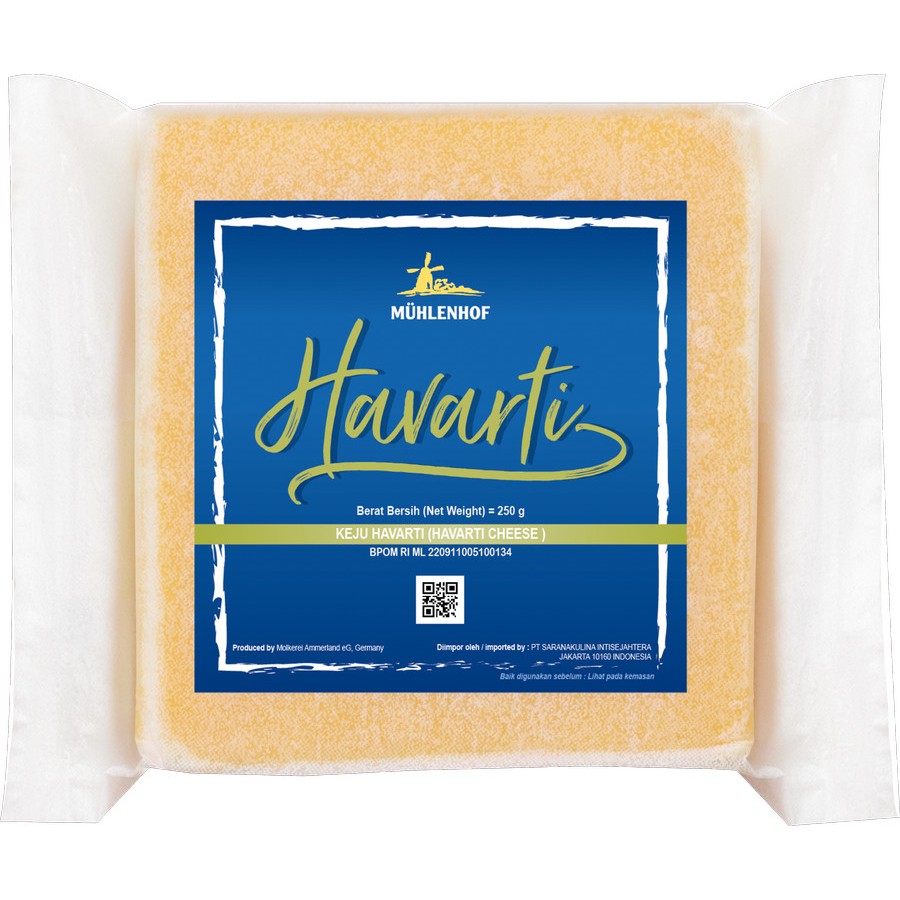 

Havarty Cheese Keju Havarti Muhlenhof Germany 250gr