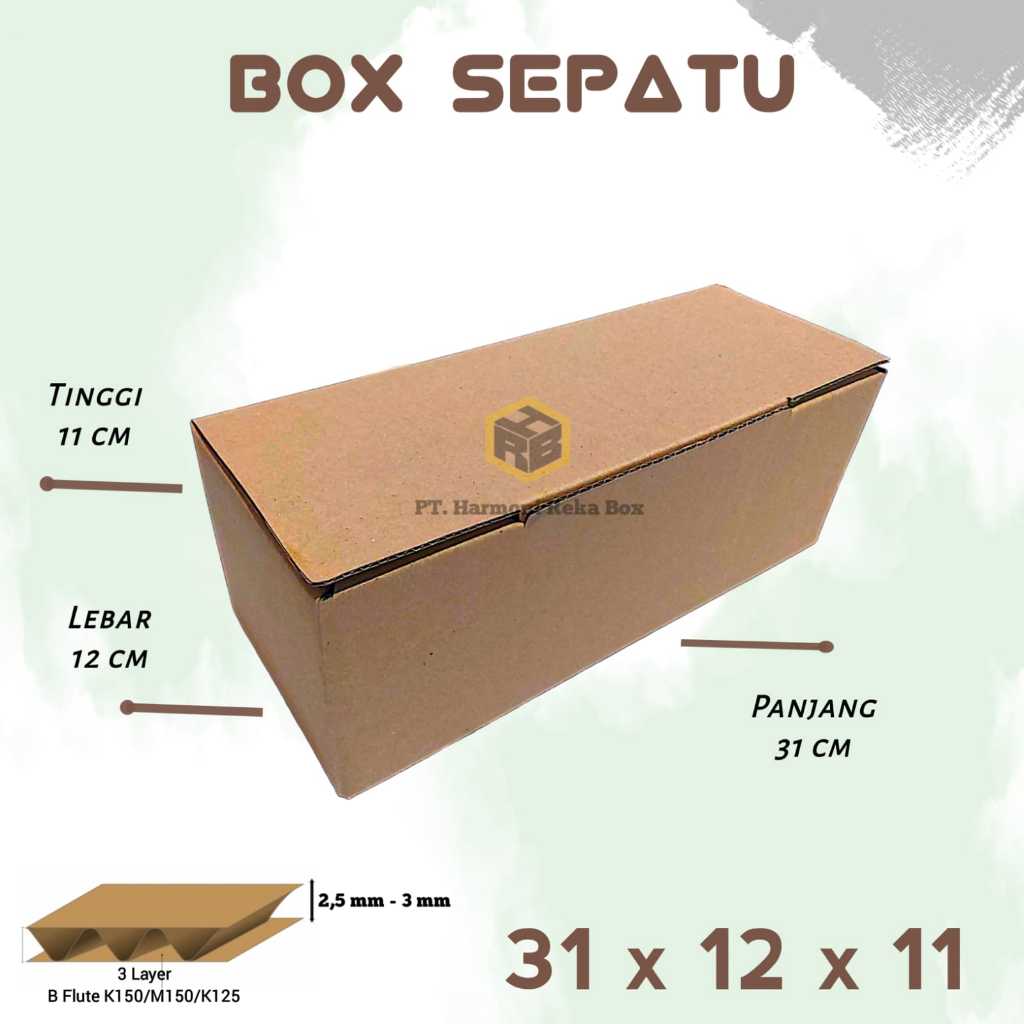 

Kardus/Box Sepatu Polos Luar Dalam Ukuran 31x12x11 cm