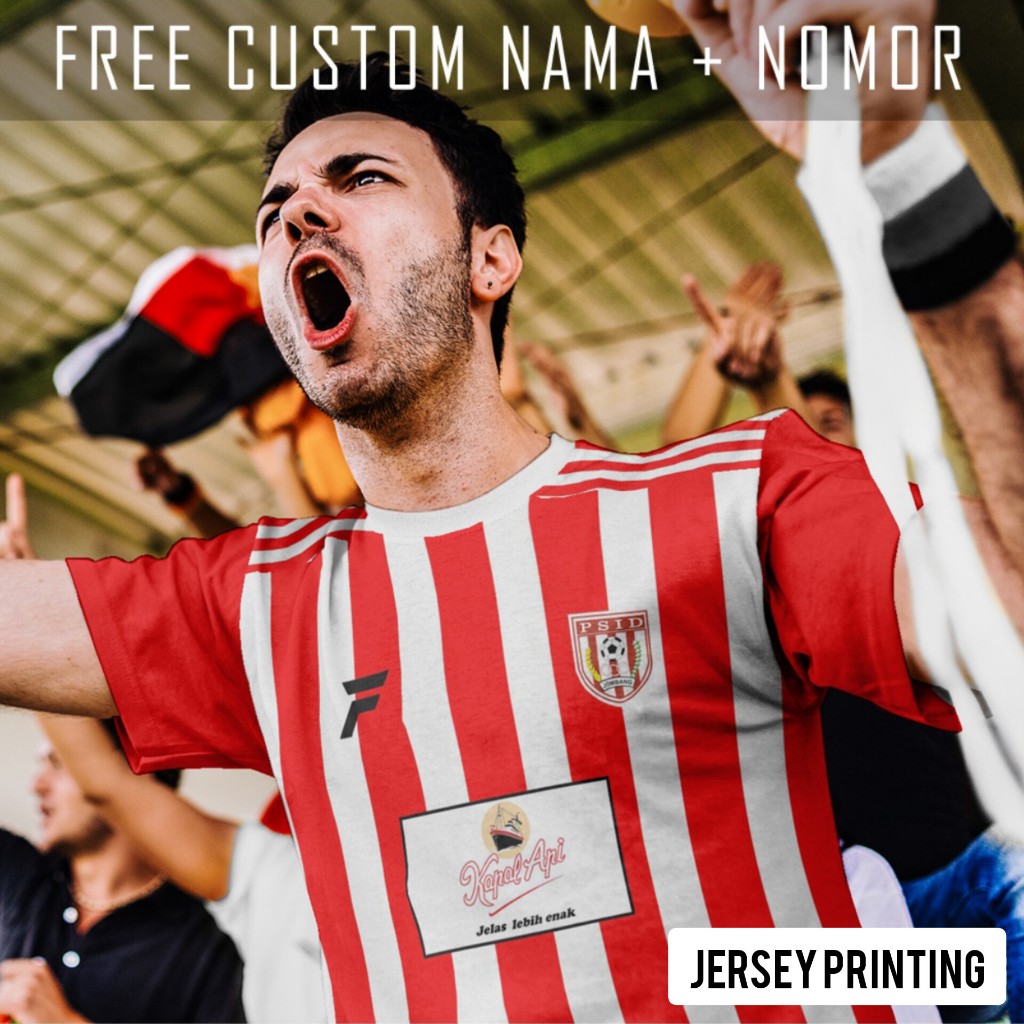 Kaos Bola Jersey PSID Jombang Klub Strip Garis Baju Custom Nama dan Nomor Punggung - 428