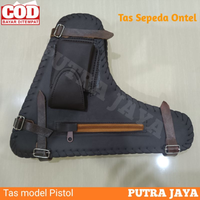 TAS SEPEDA ONTHEL MODEL PISTOL / TAS TENGAH ONTEL / BOX SEPEDA KLASIK KULIT / TAS MURAH