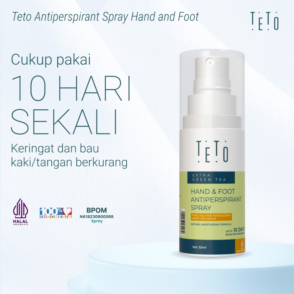 Teto Hand and Foot Spray 30ml yang mengurangi keringat & bau kaki hingga 10 Hari - Green Tea